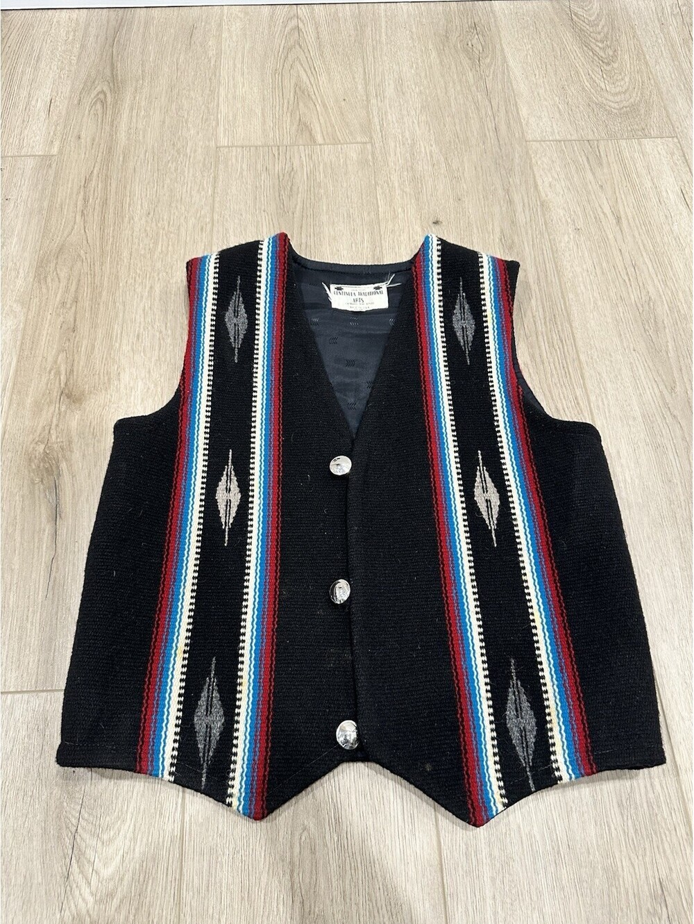 Ceremonial Native American Wool Vest Centinela Traditional Arts Chimayo Size 36